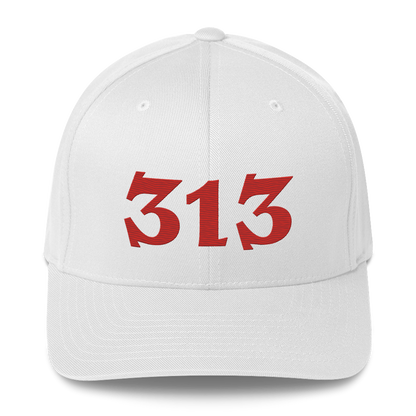 Detroit '313' Fitted Baseball Cap (Angry Font) | Aliform Red