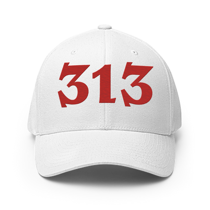 Detroit '313' Fitted Baseball Cap (Angry Font) | Aliform Red