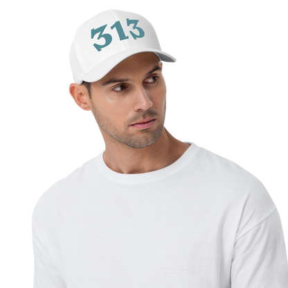 Detroit '313' Fitted Baseball Cap (Angry Font) | Huron Blue