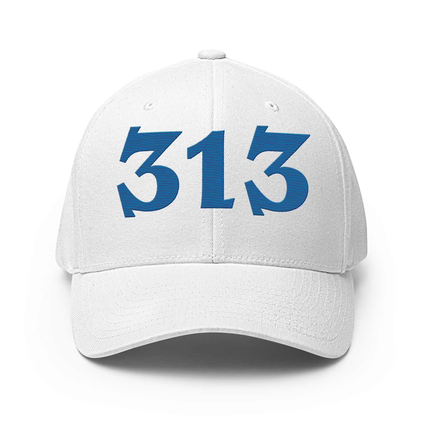 Detroit '313' Fitted Baseball Cap (Angry Font) | Azure