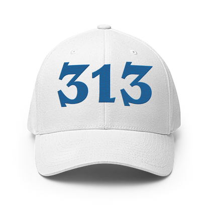 Detroit '313' Fitted Baseball Cap (Angry Font) | Azure