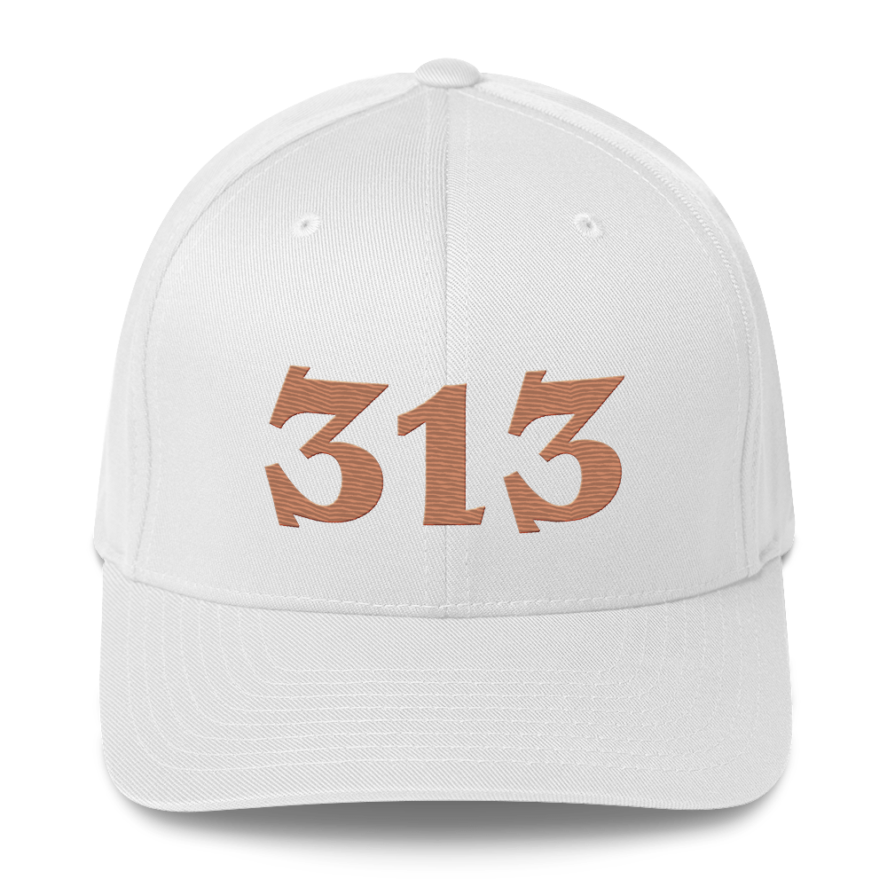 Detroit '313' Fitted Baseball Cap (Angry Font) | Copper