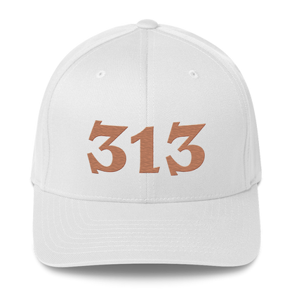 Detroit '313' Fitted Baseball Cap (Angry Font) | Copper