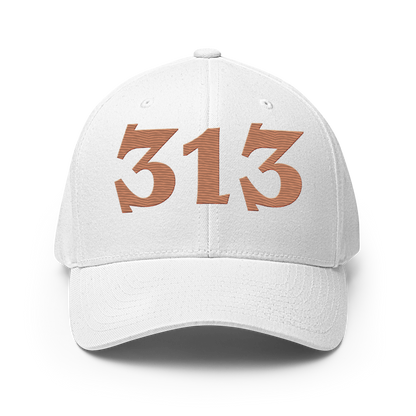 Detroit '313' Fitted Baseball Cap (Angry Font) | Copper