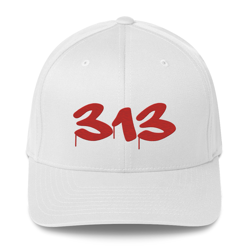 Detroit '313' Fitted Baseball Cap (Tag Font) | Aliform Red