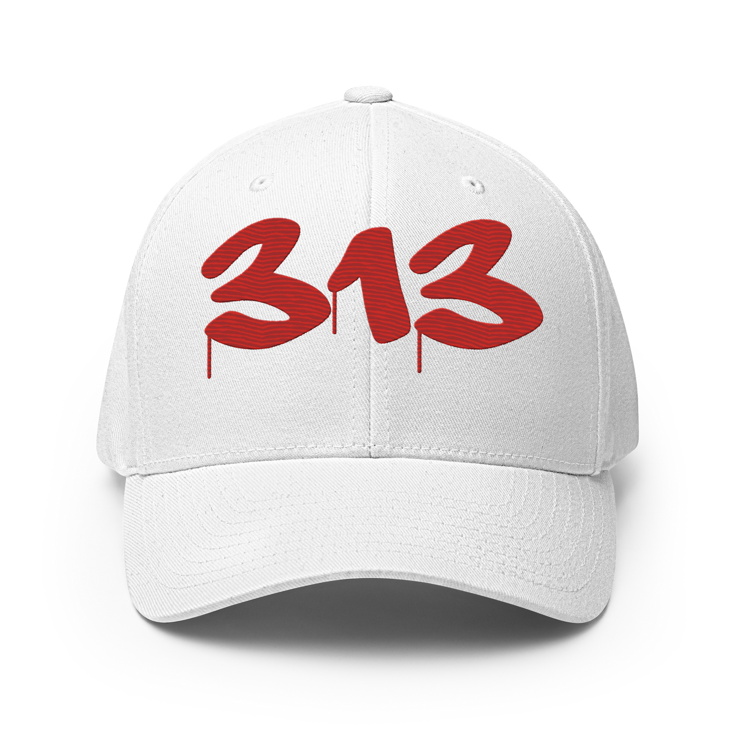 Detroit '313' Fitted Baseball Cap (Tag Font) | Aliform Red