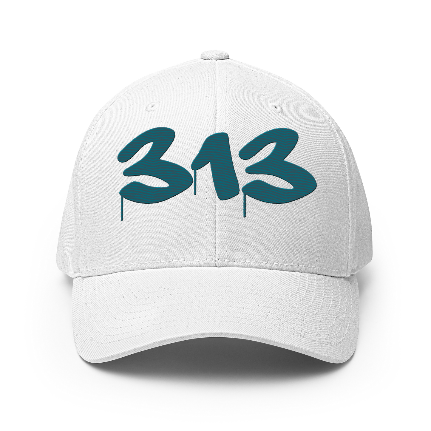 Detroit '313' Fitted Baseball Cap (Tag Font) | Palace Teal