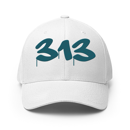 Detroit '313' Fitted Baseball Cap (Tag Font) | Palace Teal