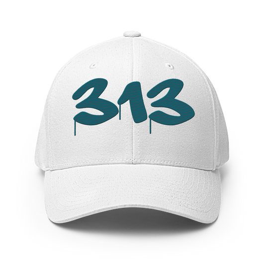 Detroit '313' Fitted Baseball Cap (Tag Font) | Palace Teal