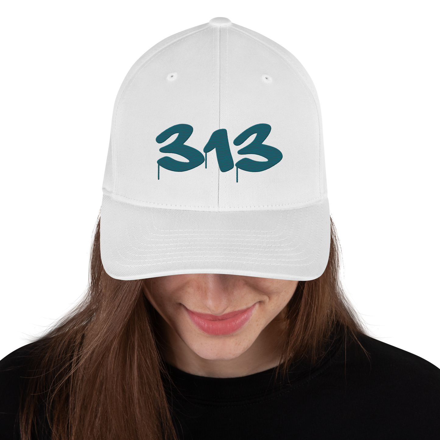 Detroit '313' Fitted Baseball Cap (Tag Font) | Palace Teal