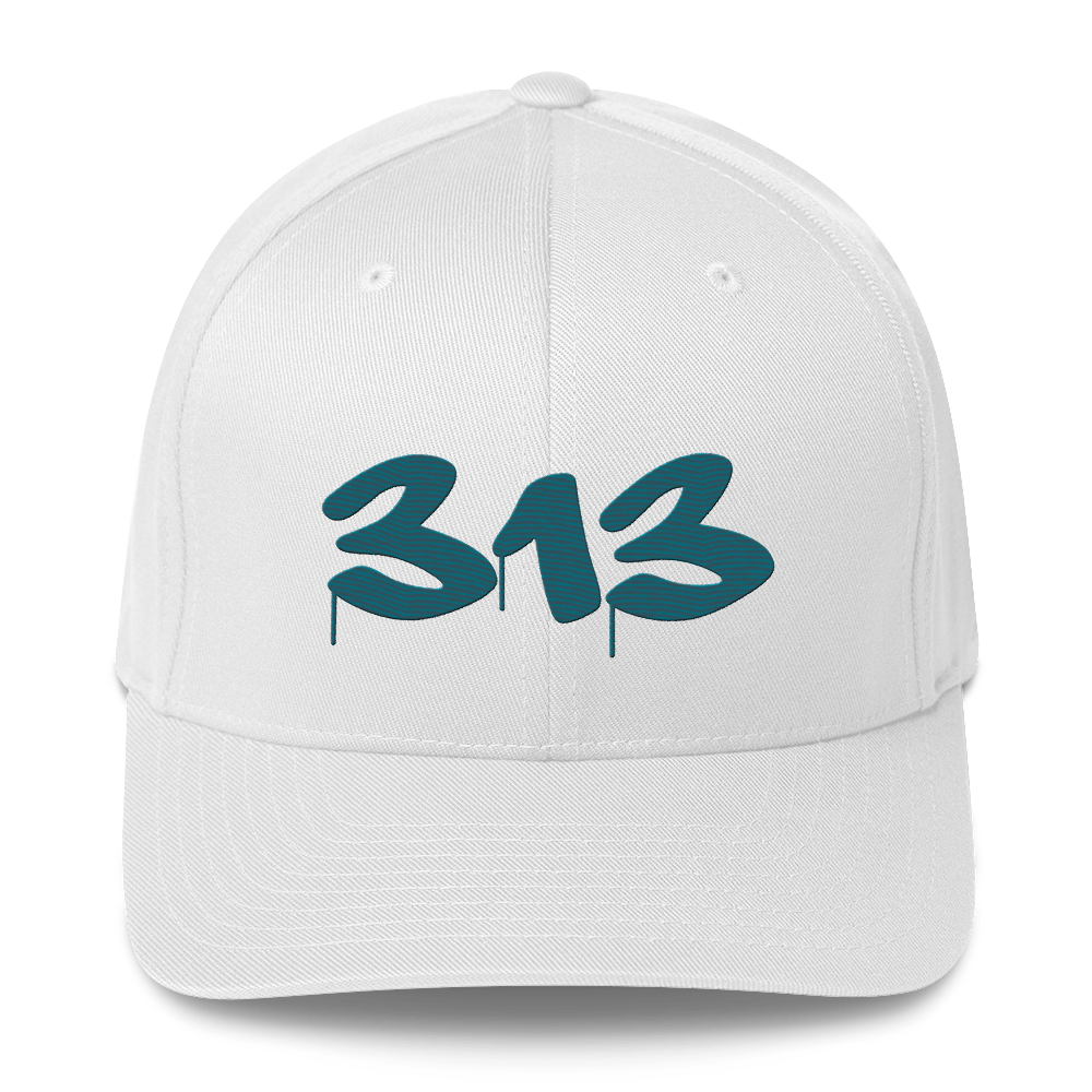 Detroit '313' Fitted Baseball Cap (Tag Font) | Palace Teal