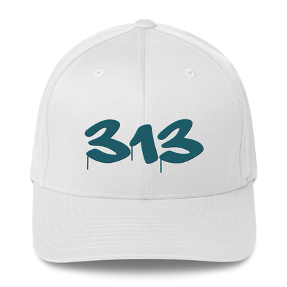 Detroit '313' Fitted Baseball Cap (Tag Font) | Palace Teal