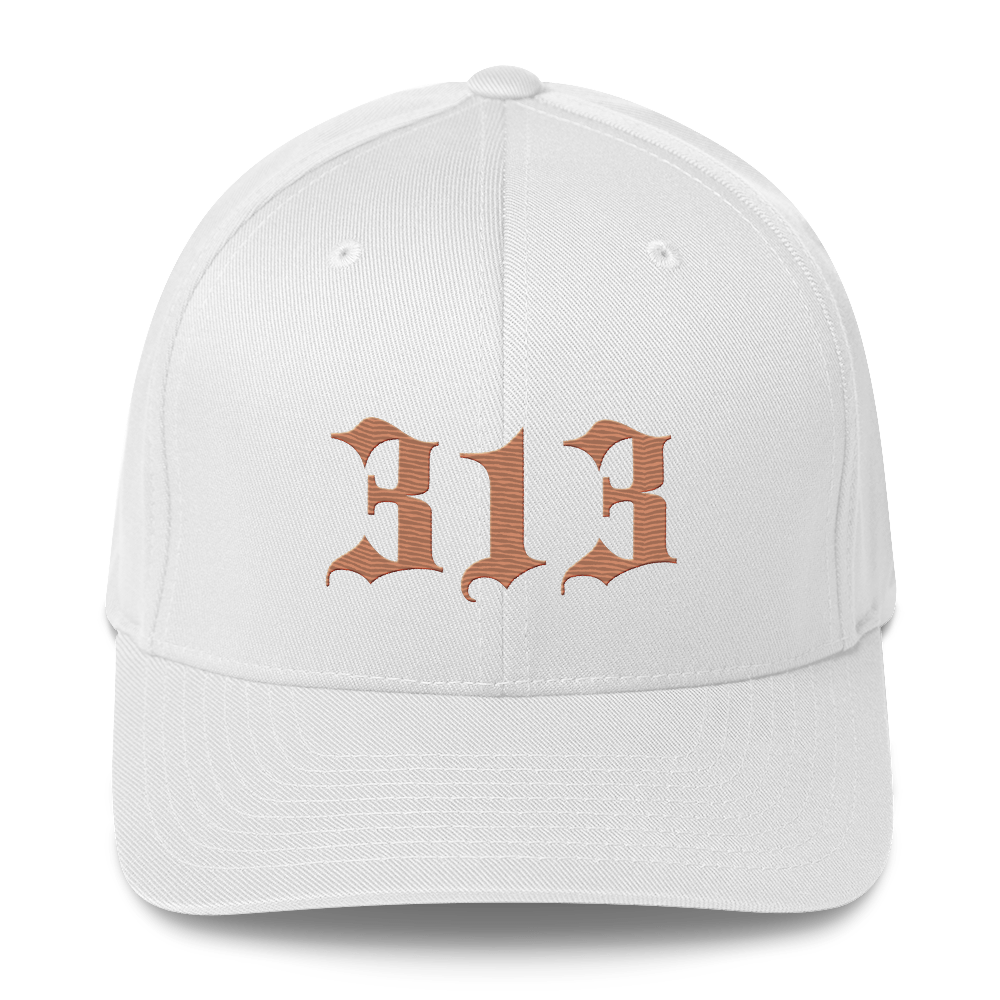 Detroit '313' Fitted Baseball Cap (Old English) | Copper