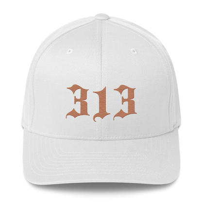 Detroit '313' Fitted Baseball Cap (Old English) | Copper