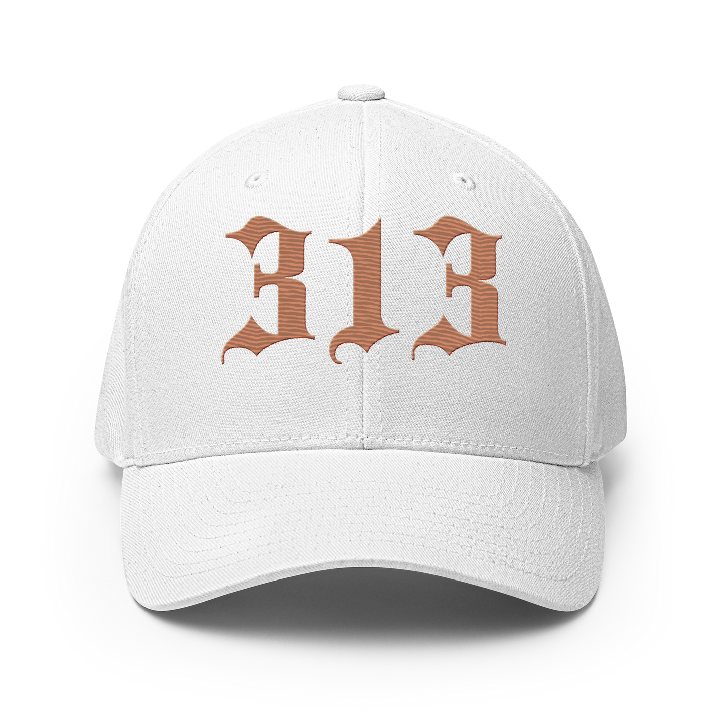 Detroit '313' Fitted Baseball Cap (Old English) | Copper