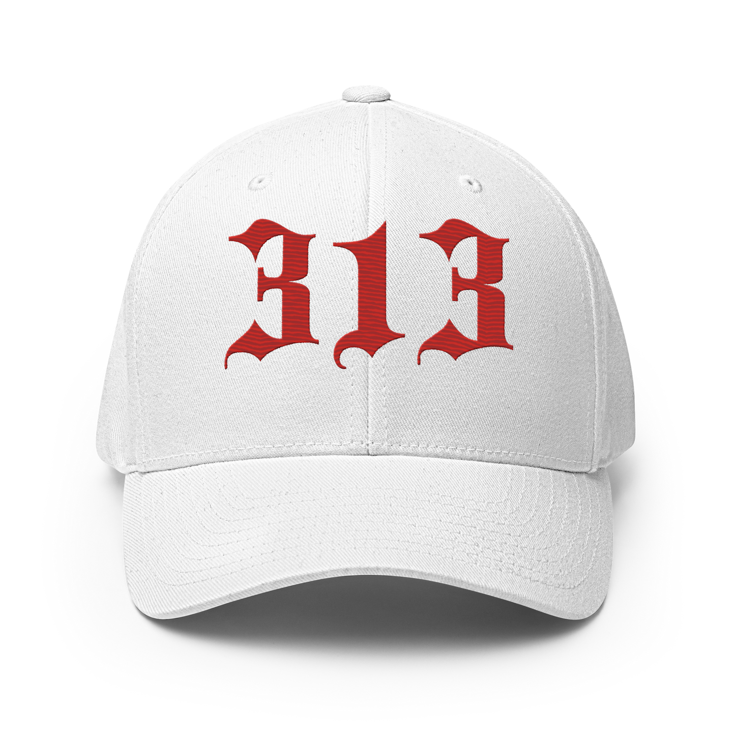 Detroit '313' Fitted Baseball Cap (Old English) | Alfform Red