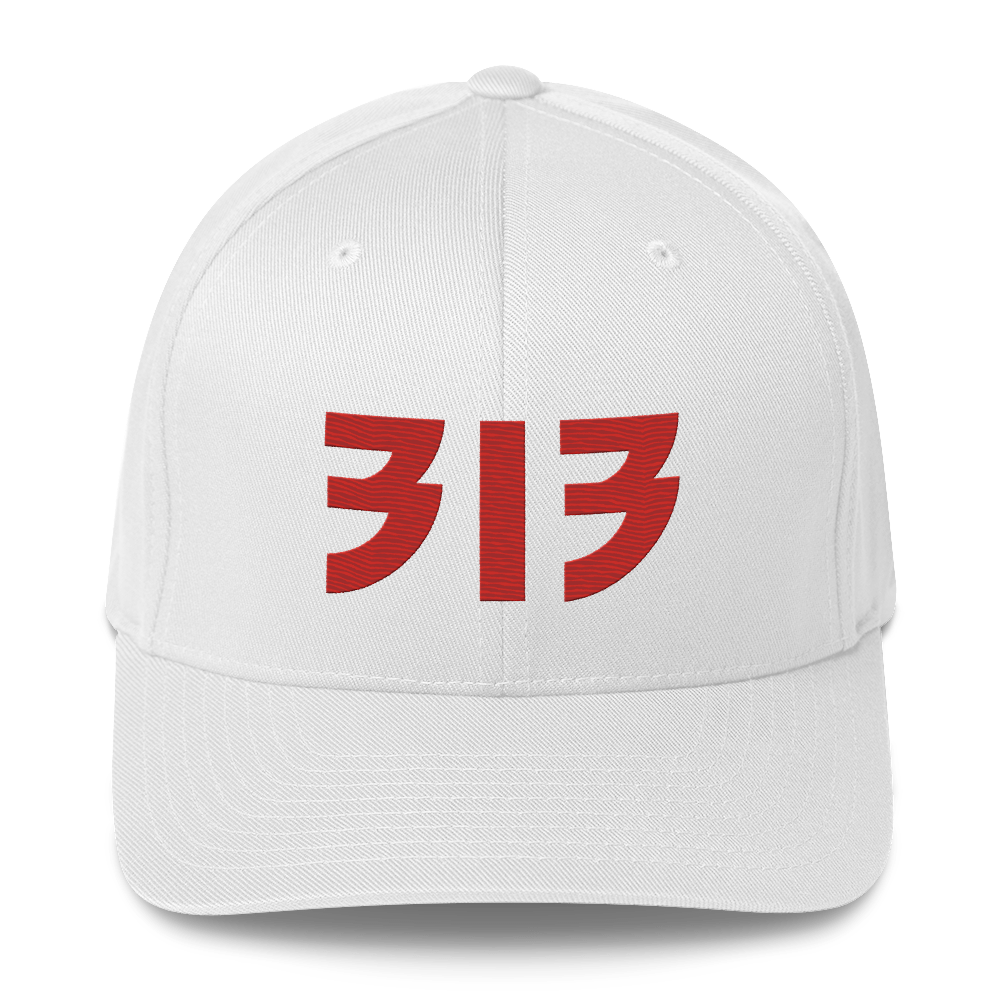 Detroit '313' Fitted Baseball Cap (Glam Font) | Alliform Red