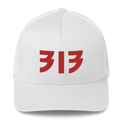 Detroit '313' Fitted Baseball Cap (Glam Font) | Alliform Red