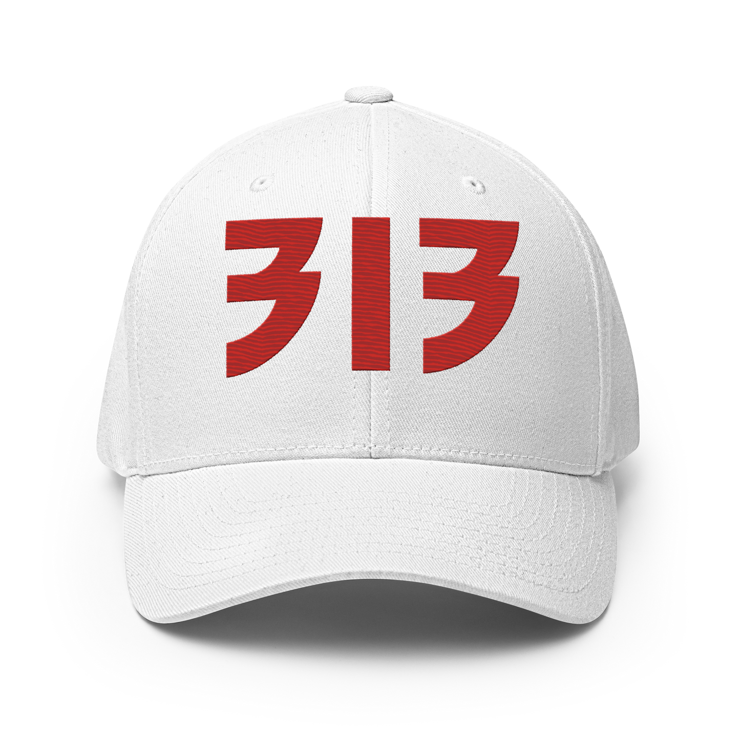 Detroit '313' Fitted Baseball Cap (Glam Font) | Alliform Red