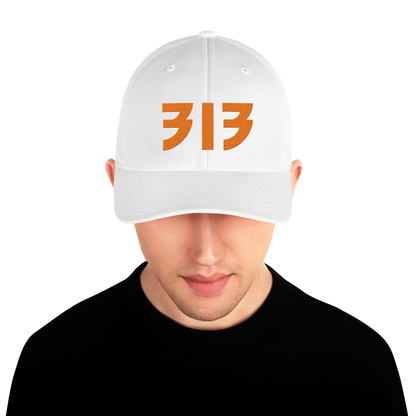 Detroit '313' Fitted Baseball Cap (Glam Font) | Orange