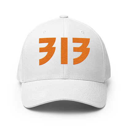 Detroit '313' Fitted Baseball Cap (Glam Font) | Orange