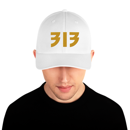 Detroit '313' Fitted Baseball Cap (Glam Font) | Gold