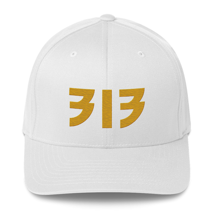 Detroit '313' Fitted Baseball Cap (Glam Font) | Gold