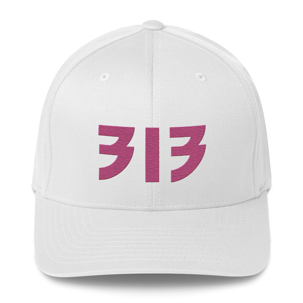 Detroit '313' Fitted Baseball Cap (Glam Font) | Apple Blossom Pink