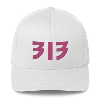 Detroit '313' Fitted Baseball Cap (Glam Font) | Apple Blossom Pink