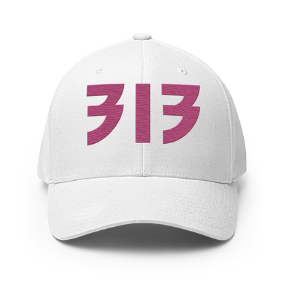 Detroit '313' Fitted Baseball Cap (Glam Font) | Apple Blossom Pink