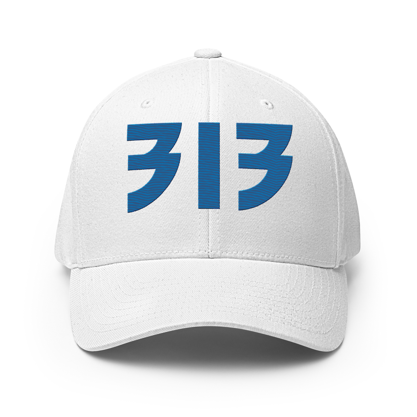 Detroit '313' Fitted Baseball Cap (Glam Font) | Azure