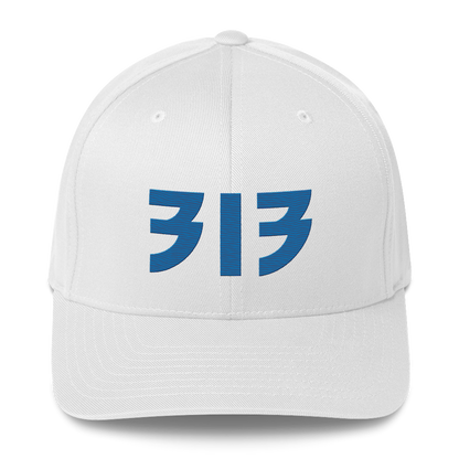 Detroit '313' Fitted Baseball Cap (Glam Font) | Azure