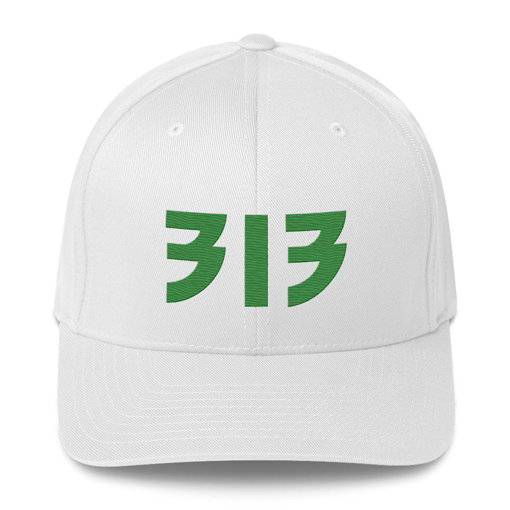 Detroit '313' Fitted Baseball Cap (Glam Font) | Shamrock Green