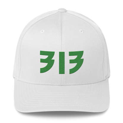 Detroit '313' Fitted Baseball Cap (Glam Font) | Shamrock Green