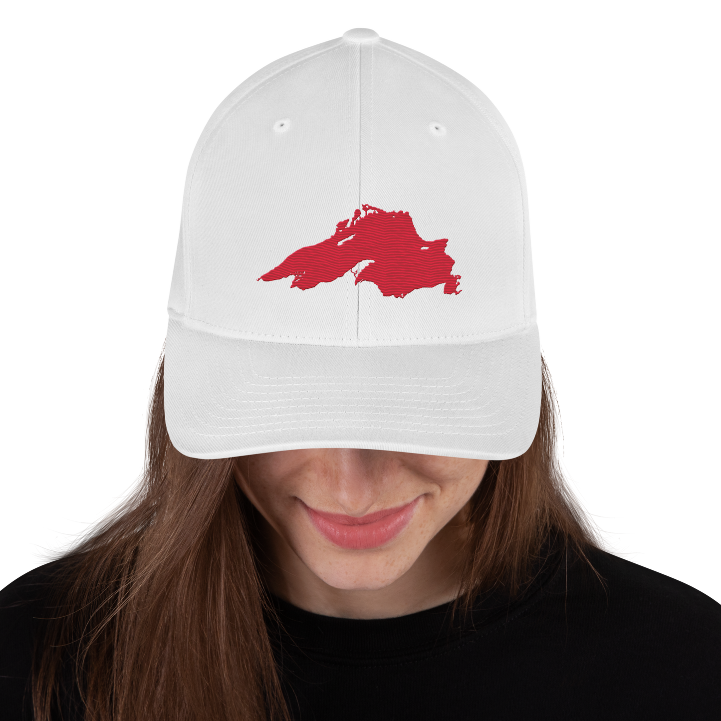 Lake Superior Fitted Baseball Cap | Lighthouse Red