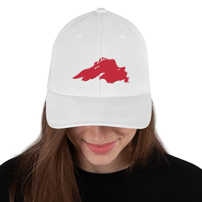 Lake Superior Fitted Baseball Cap | Lighthouse Red