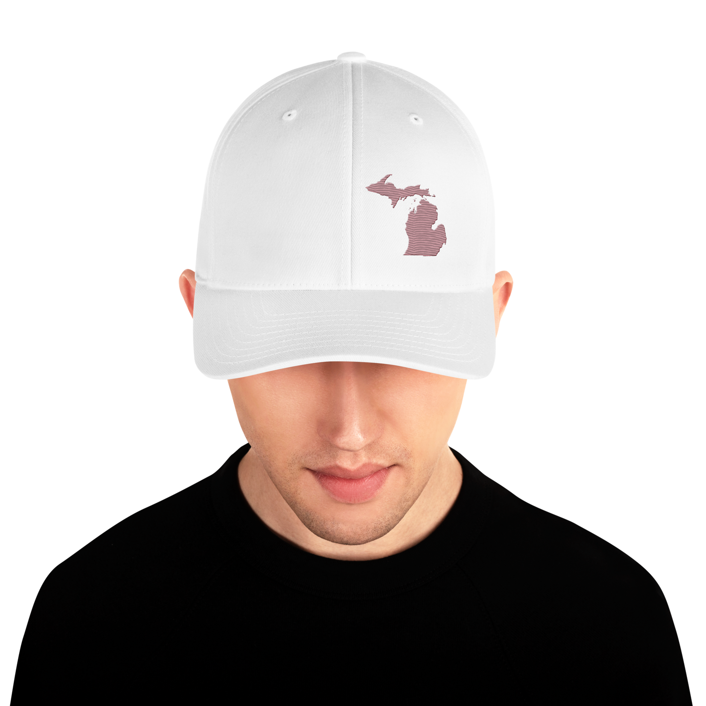 Michigan Fitted Baseball Cap | Cherry Blossom Pink Outline