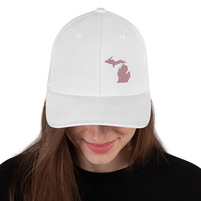 Michigan Fitted Baseball Cap | Cherry Blossom Pink Outline