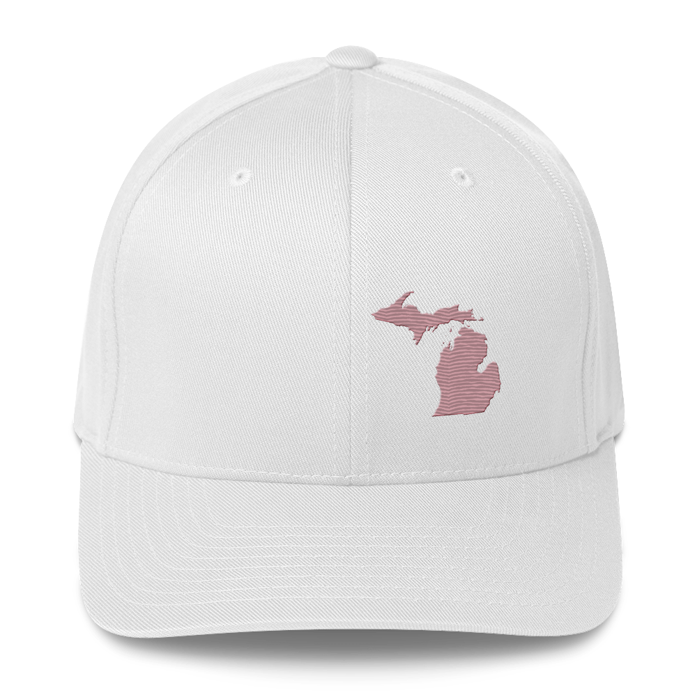 Michigan Fitted Baseball Cap | Cherry Blossom Pink Outline