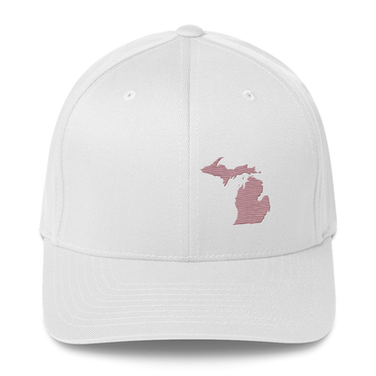 Michigan Fitted Baseball Cap | Cherry Blossom Pink Outline