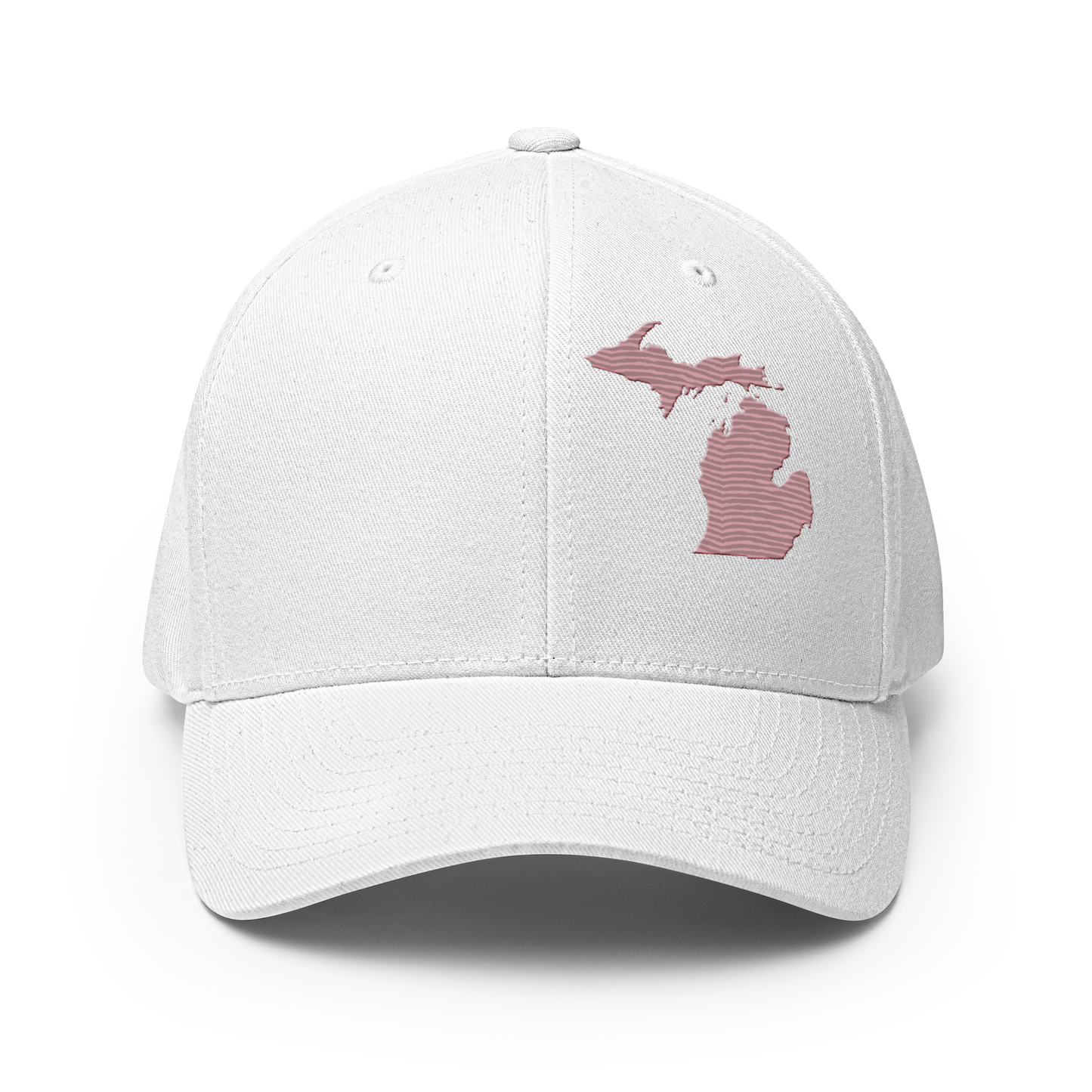 Michigan Fitted Baseball Cap | Cherry Blossom Pink Outline