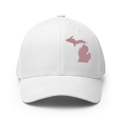 Michigan Fitted Baseball Cap | Cherry Blossom Pink Outline