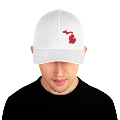 Michigan Fitted Baseball Cap | Lighthouse Red Outline