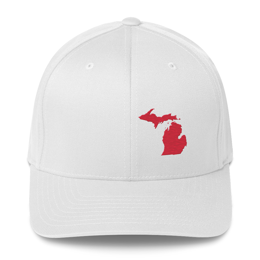 Michigan Fitted Baseball Cap | Lighthouse Red Outline