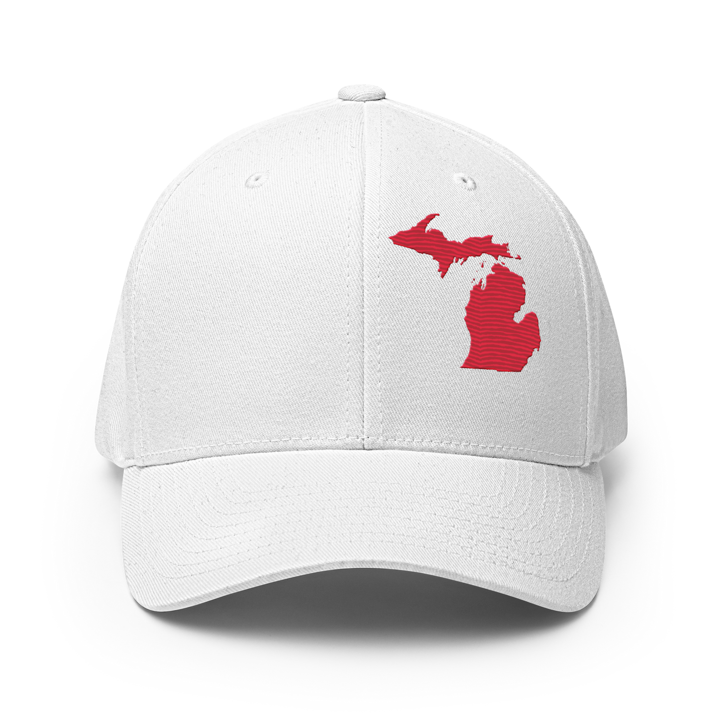 Michigan Fitted Baseball Cap | Lighthouse Red Outline