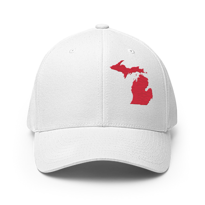 Michigan Fitted Baseball Cap | Lighthouse Red Outline