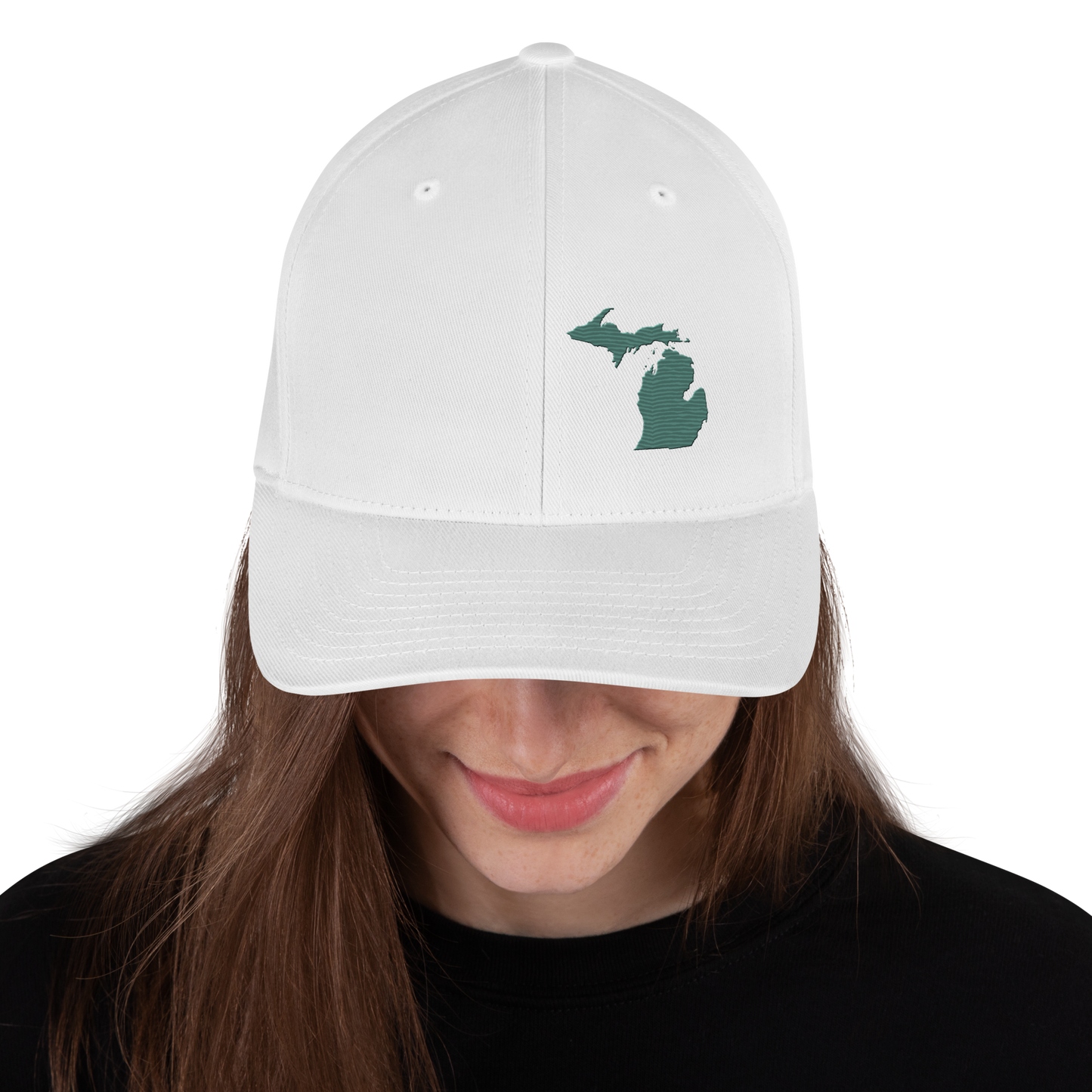 Michigan Fitted Baseball Cap | Copper Green Outline