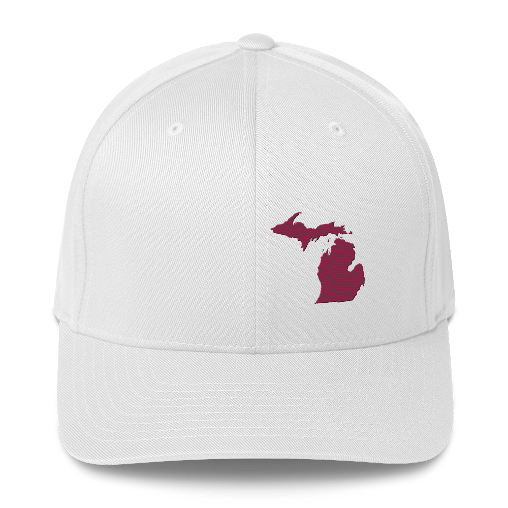 Michigan Fitted Baseball Cap | Ruby Red Outline