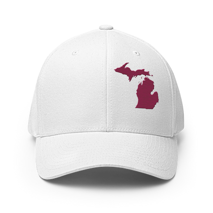 Michigan Fitted Baseball Cap | Ruby Red Outline