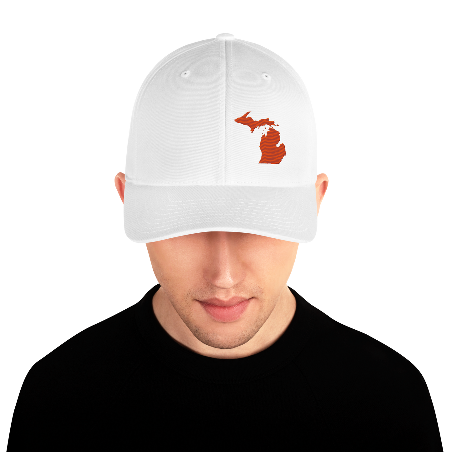 Michigan Fitted Baseball Cap | Maple Leaf Orange Outline